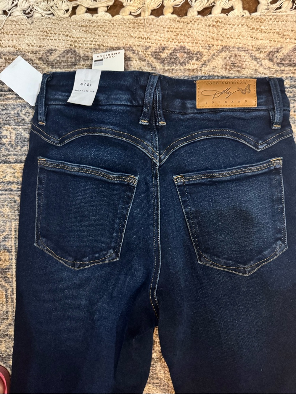 Good American Dark Blue High-Rise Flare Jeans - Picture 5 of 7